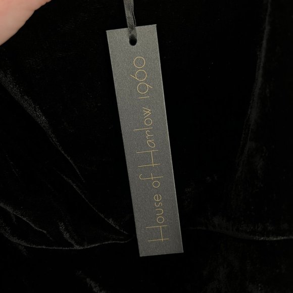 New House of Harlow 1960 Velvet Draped Wedding Guest Sexy Diamonds Rhinestones - Picture 2 of 8